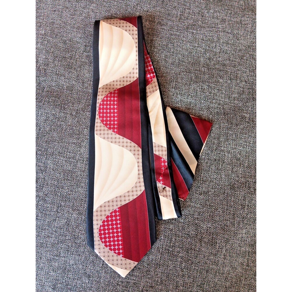 Tie 70s 80s 90s Y2K Mens New Umo Lorenzo Beige Red Brown Black 4 Wide 57 Long
